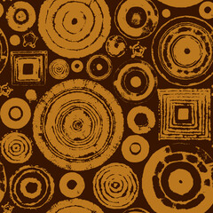 Poster - seamless abstract pattern of geometric shapes, circles and squares imitating embroidery or tapestry. Repeating vector background. Suitable for wallpaper, wrapping paper or fabric design