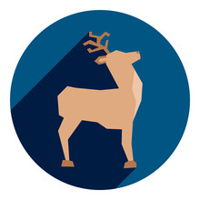 Deer Flat Icon. Blue Deer Icon In Flat Style. Icon For Christmas. For Web Browser.