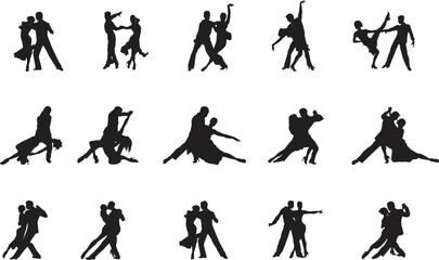 Wall Mural - vector silhouette of a couple dancing ballroom dance