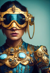 Wall Mural - steampunk cat woman with glasses