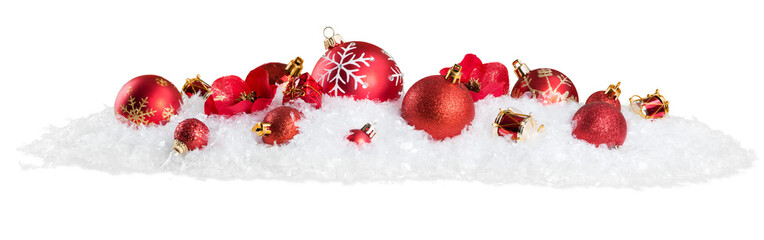 Wall Mural - christmas toys in snow on white