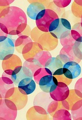 Poster - watercolor light pink bubbles seamless pattern. hand drawn abstract background with circles in paste