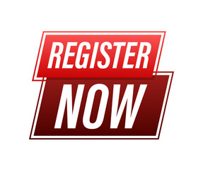 Aufkleber - register now icon, emblem, label. vector illustration.