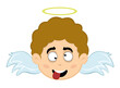 Vector illustration of a cartoon child angel with an crazy expression