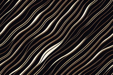 Poster - Black paint brush strokes 2d illustrated seamless pattern. Hand drawn curved and wavy lines with grunge circles. Chaotic ink brush scribbles decorative texture. Messy doodles, bold curvy lines