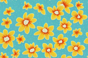 Wall Mural - Seamless floral pattern with yellow flowers on a white background