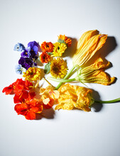 Edible Flowers On White Surface
