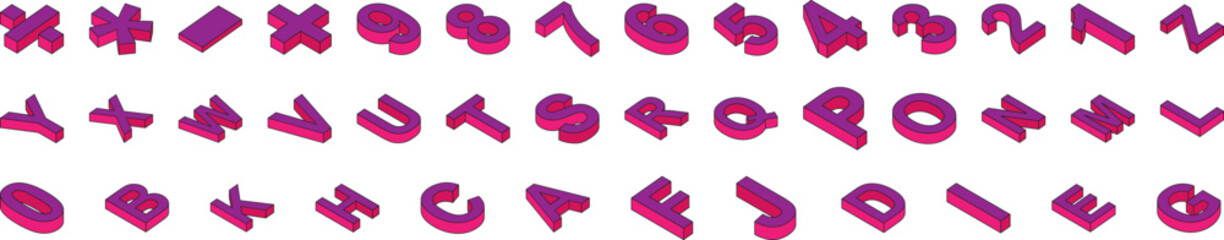 Poster - 3D words isometric icon collections vector design
