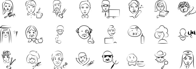 Poster - avatar profession icon collections vector design
