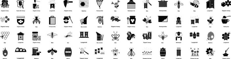 Poster - Beekeeping icon collections vector design