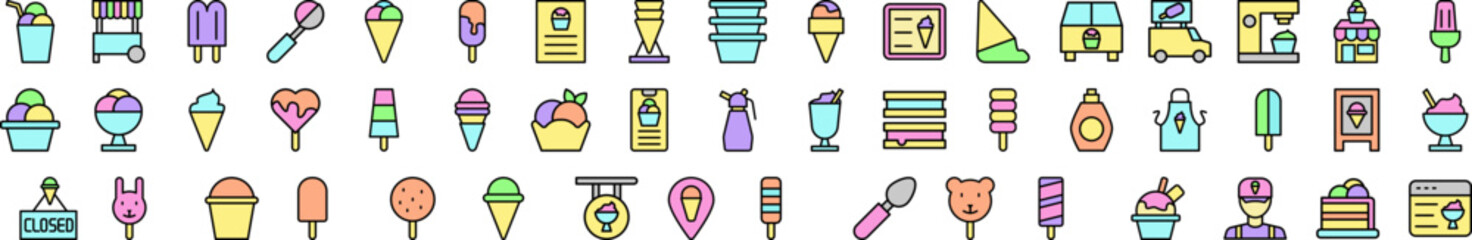 Poster - Ice cream shop icon collections vector design