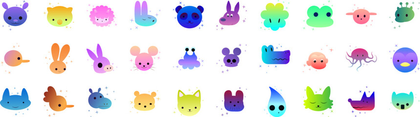 Poster - Kawii icon collections vector design