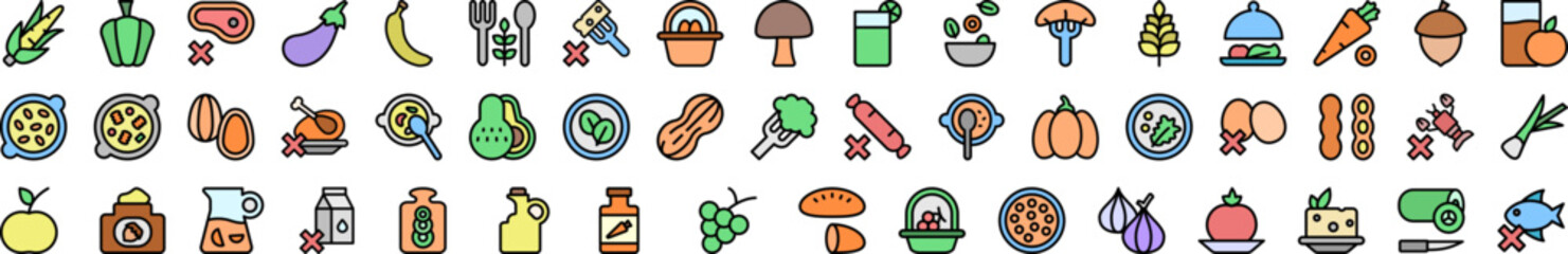 Poster - Vegan food icon collections vector design