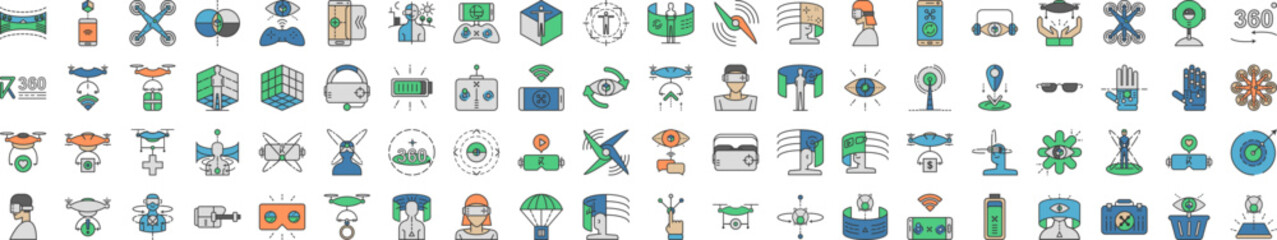 Poster - Virtual reality icon collections vector design