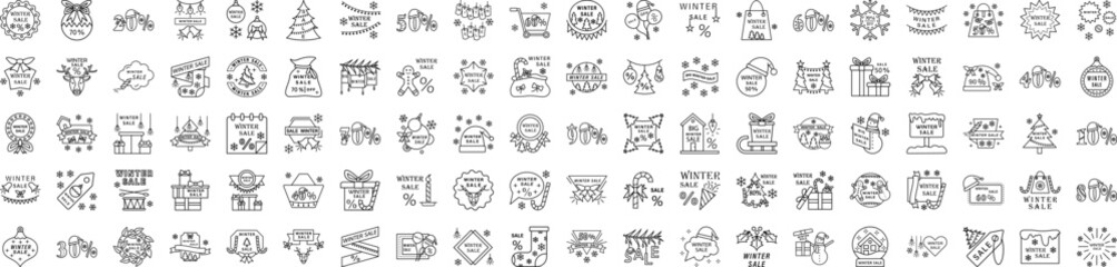 Poster - Winter sale icon collections vector design