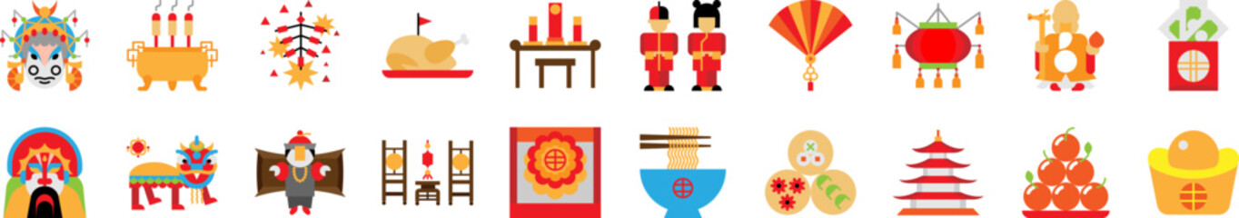 Poster - Chinese traditional icon collections vector design