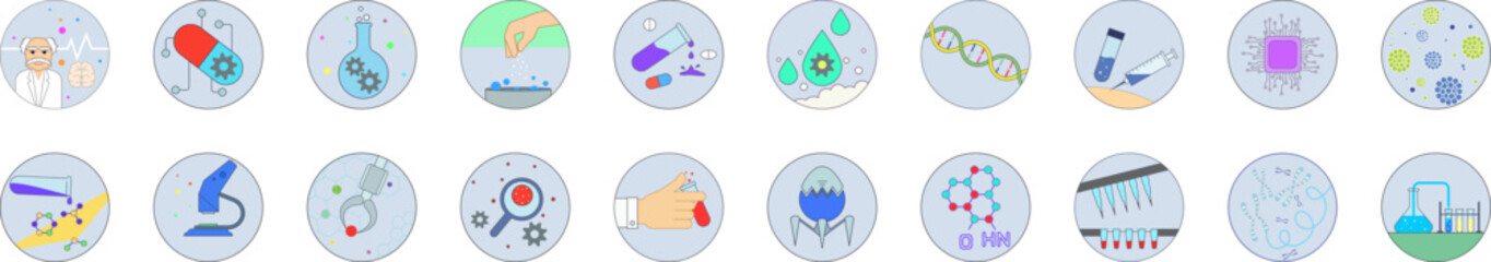 Poster - biotechnology icon collections vector design