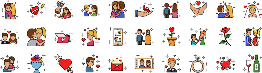Poster - Love story icon collections vector design