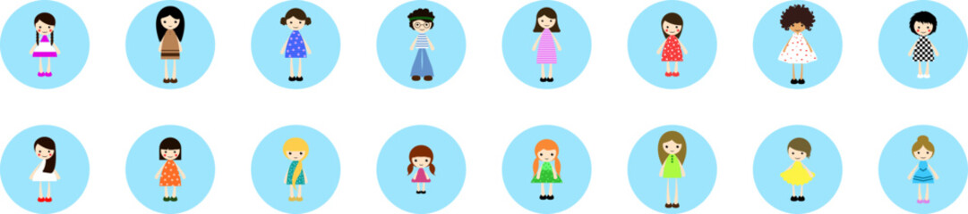 Poster - girls icon collections vector design