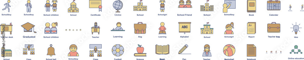 School Icon Collection School icon collections vector design Stock Vector | Adobe Stock