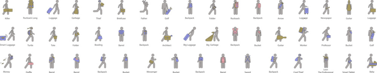 Poster - Male bag and luggage icon collections vector design