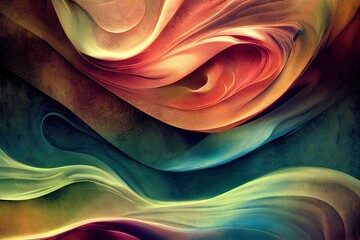 Wall Mural - multicolor abstract wave background, colorful flow effect, generative ai