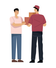 Wall Mural - delivery worker and client