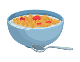 Sticker - milk with cereal and strawberries