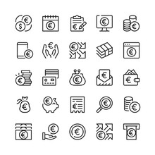 Euro Line Icons. Outline Symbols. Vector Line Icons Set