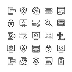 Fototapete - Password line icons. Outline symbols. Vector line icons set