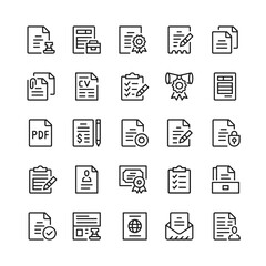 Poster - Document line icons. Outline symbols. Vector line icons set