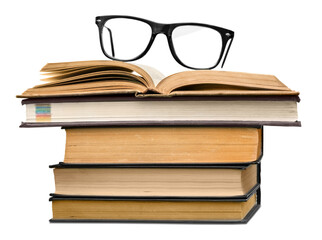 Wall Mural - a pile of old books and a pair of eyeglasses