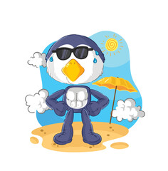 Poster - penguin sunbathing in summer. character vector