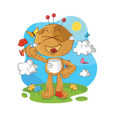 Poster - voodoo doll pick flowers in spring. character vector