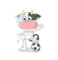 Canvas Print - cow playing soccer illustration. character vector