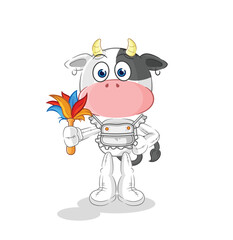 Wall Mural - cow maid mascot. cartoon vector