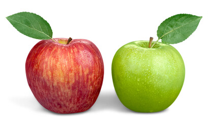 Canvas Print - Two red and green apples isolated on white