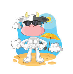 Poster - cow sunbathing in summer. character vector