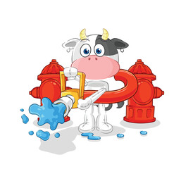 Canvas Print - cow firefighter vector. cartoon character