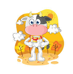 Canvas Print - cow in the autumn. cartoon mascot vector