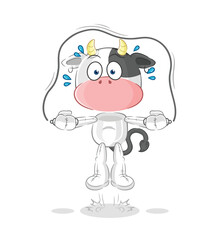 Wall Mural - cow jump rope exercise. character vector