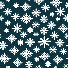Seamless Christmas Wrapping Paper Pattern With Snowflakes On Blue Background Generated By AI
