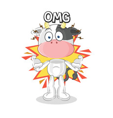 Poster - cow Oh my God vector. cartoon character