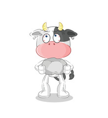 Canvas Print - cow lifting rock cartoon character vector