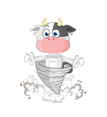 Canvas Print - cow in the tornado cartoon character vector