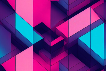 abstract colorful neon geometric pattern with triangles and squares wallpaper background banner 