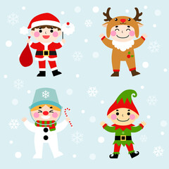 Wall Mural - Children wear Christmas costume illustration