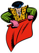 Illustration of a matador bullfighter with cape done in retro style.