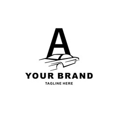 Canvas Print - 
letter A logo and full speed car