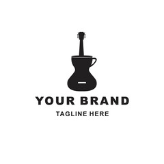 Wall Mural - guitar logo and coffee cup suitable for restaurant and music cafe logo